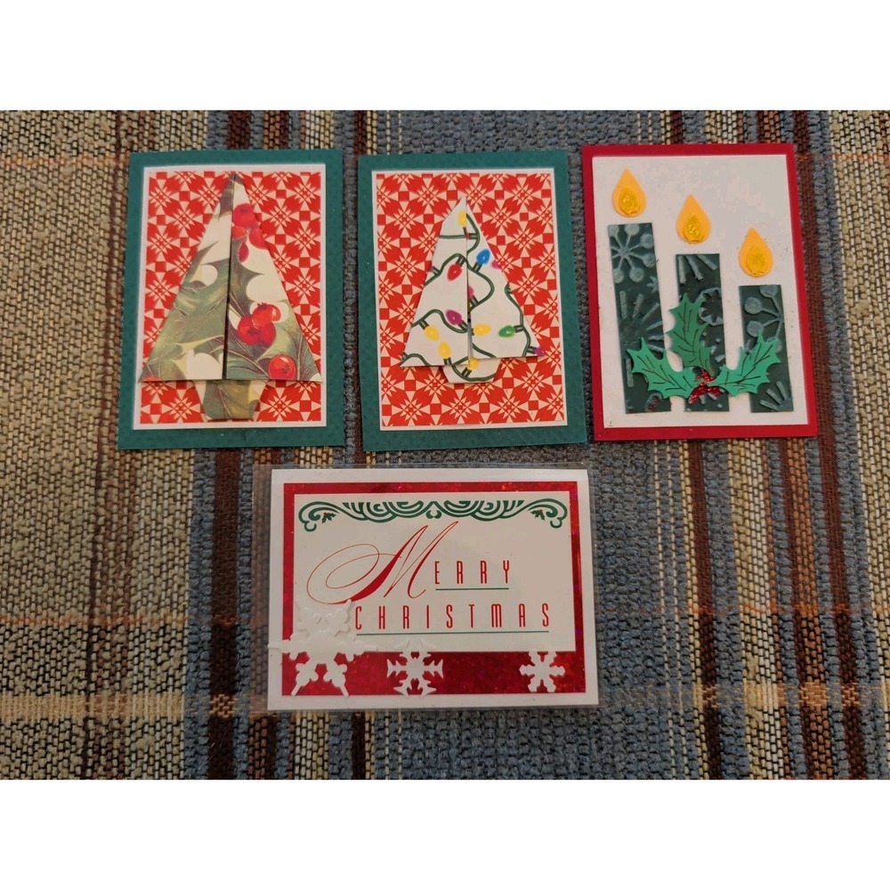 4 Christmas Holiday Barbara Patik Artist Trading Cards Handmade ATC New York